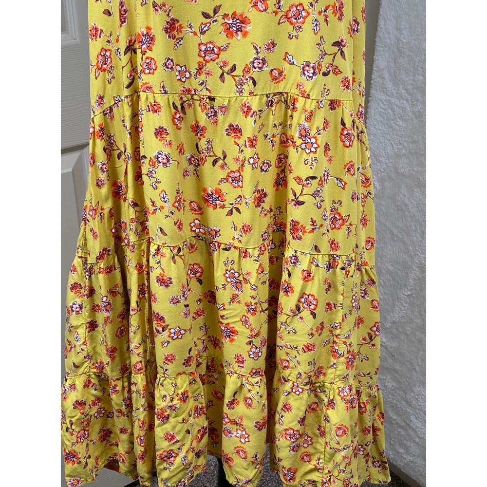 Old Navy Floral Yellow Tiered Summer Dress With Pockets Cottagecore Boho Size XL - Picture 7 of 7